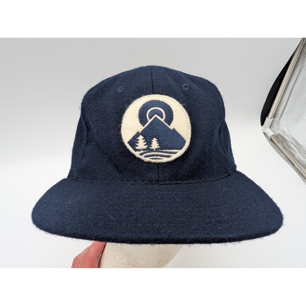 Ebbets Field Flannels x SALT Optics Wool Ball Cap Navy Blue Mountain USA Made